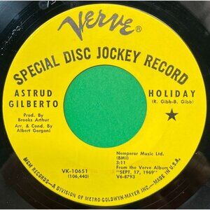 Astrud Gilberto Holiday / Lets Have The Morning 45 Vinyl 1960s Jazz Verve Promo